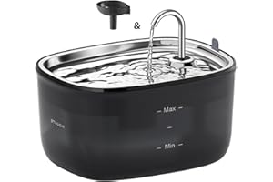 Cat Water Fountain,Super Quiet Stouchi Stainless Steel Cat Fountain with Water Tap and Spout,2.5L Cat Water Fountain for Drinking,LED Light,BPA Free with 2 Filters,Dog Water Fountain Easy to Clean