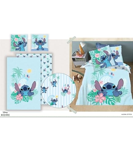 Bettwäsche „Stitch Flowers“ Für Einzelbett – Bettbezug 140x200 Cm + Kissenbezug 65x65 Cm Aus Polycotton