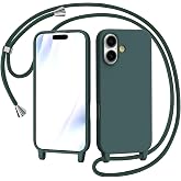 AOMYKE iPhone 17 Case with Rope, Liquid Silicone Case with Lanyard Adjustable Hanging Strap Necklace Strap Phone Case Cover,
