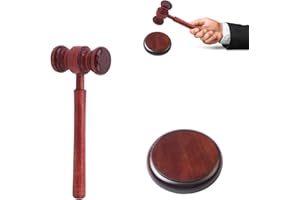 Lumeclat Set Martello da Giudice e Blocco di Risonanza in legno, Martello d'Asta con Blocco Sonoro, Fatto a mano, Finitura Vintage, Ideale per giudici, avvocati, aste e incontri professionali