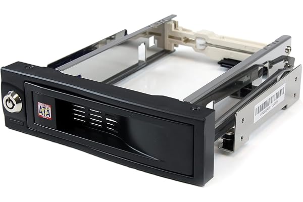 StarTech.com Rack Mobile Hot Swap Sans Plateau de 13,3cm pour Disque Dur de 3,5 pouces, Boîtier de Fond de Panier SATA Interne, Baie de Disque Verrouillable (HSB100SATBK)