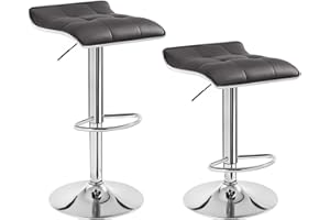 ‎WOLTU WOLTU Barhocker 2er Set Barstuhl Tresenhocker, aus hochwertigem Kunstleder, verchromter Stahl, Antirutschgummi,gut gepolsterte Sitzfläche, Grau
