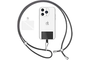 NALIA Lanière Universelle Coloré pour Telephone Portable, Cordon Tour De Cou pour Smartphone, Porte Clef Chaine réglable avec Crochet Métallique e Carte, Sangle pour Épaule, Couleur:Gris Noir