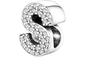 Symretie Pendentif Charm Lettre A-Z en Argent 925 pour Femme, Compatible avec les Bracelets et Colliers de Style Pandora et Européen. Convient aux Femmes et aux Filles.ZM222