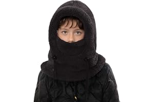 Générique Cagoule Unisexe Garcon Fille Thermique Bonnet Écharpe Enfant Hiver Chaud Ensamble Balaclava Casquette Polaire Enfant Chaud Cache Cou Oreilles Chapeau 3-10 Ans