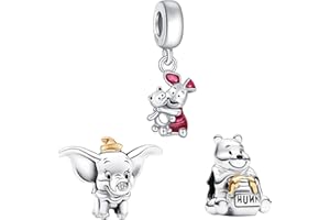 Doyafer 925 Sterling Silver Charm Set Birthday cake, Animals, Travel, Flowers, Rose gold Pendant Beads Fit Women Bracelets Necklace girls Gift 3-Piece/Package