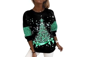 HAXNOHEY Christmas Jumpers for Women Womens Christmas Jumper Ladies Xmas Jumpers for Women Ugly Xmas Jumper Sweatshirt Funny Personalised Tree Novelty Snowflake Merry Christmas Jumper Jumpers Women