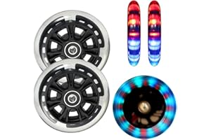 ALUSCOTA Ruedas de scooter luminosas de 100 mm, 2 unidades de 100 mm con rodamientos ABEC-9 – Ruedas de patinaje brillantes | Ruedas de 100 mm para todos los scooters con ruedas de 100 mm