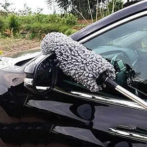 Lukzer 1 PC Round Car Duster Microfiber Extendable Interior Exterior Multipurpose Cleaning Brush with Handle for Car and Home