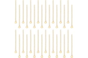 UNICRAFTALE 30 pcs 60 mm D'Extension de Chaîne Hypoallergénique Dorée avec Breloque de Coeur Prolongateur de Chaîne en Acier Inoxydable pour les Fournitures de Fabrication de Bijoux