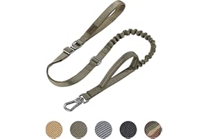 EXCELLENT ELITE SPANKER Tactical Dog Lead Bungee Leash Military Training with Traffic Control Handles(Ranger Green)