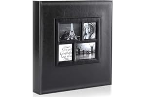 Ywlake Fotoalbum 10x15 500, Großes Leder Einstecken Einsteckalbum für Hoch und Querformat Fotos Bilder Schwarz