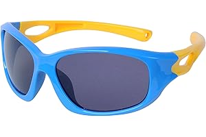 JOXIGO Sonnenbrille Kinder Polarisierte Sportbrille + Brillenband Silicone Anti-Rutsch + Etui, TR90 Flexiblem Gumm Rahmen für Jungen und Mädchen Alter 3-12