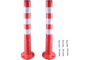 GIVIHGETI 2 Stück Reflex Absperrpfosten, Poller 75 cm hoch, Reflektierend, selbstaufrichtend, Verstärkte Kunststoffpfosten 75 cm für die Verkehrssicherheit, aus Flexiblen Polyurethan