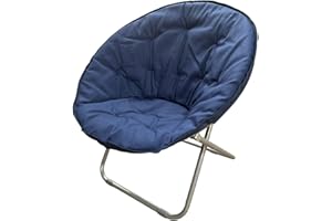 just 4 baby Extra Large Folding Saucer Moon Chair Padded Round Seat Oxford Portable Outdoor (Navy Blue Large Moon Chair)