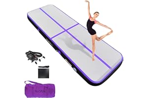 HIJOFUN Tappetino gonfiabile da ginnastica - 3 m/4 m/5 m/6 m - con pratica pompa e spessore 10/20 cm - Cuscino gonfiabile per acrobazie - Per toelettatura - Per tumbling, yoga, taekwondo