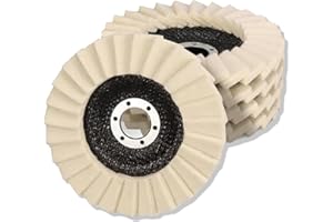 NIYATA 5pcs Wool Polishing Wheel,5Inch/125mm Wool Buffing Wheels Polishing Angle Grinder Serrated Washer Flap Felt Disc for Glass Stainless Steel Marble Metal