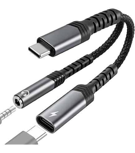 POWERQ Adattatore USB-C a Jack Cuffie 3.5 mm 2-in-1 AUX con Ricarica Rapida - Compatibile con Galaxy, Note e altri