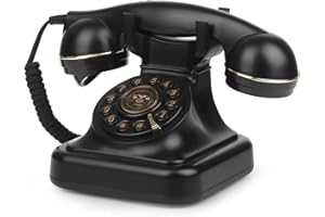Sangyn Retro Landline Telephone Adjustable Ringer Volume Vintage Phone with Redial Function Corded Desk Old Phone for Home Office Hotel, Black