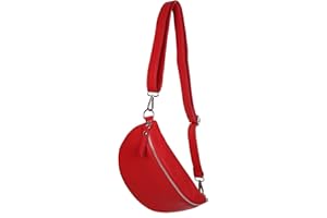 AMBRA MODA AmbraModa GLX10 - Damen Herren Unisex kleine Hüfttasche Gürteltasche Bauchtasche Umhängetasche aus Echtleder (Rot)