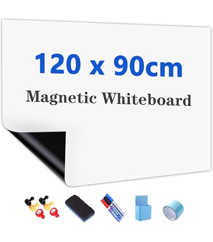 Pizarra Blanca Magnética Autoadhesiva 40x60 Cm - Incluye 3 Rotuladores, Esponja E Imanes, Para Oficina O Casa