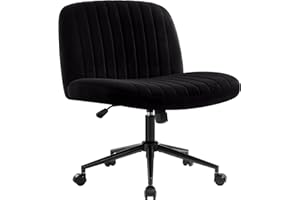 ‎IWMH IWMH Bürostuhl ohne Armlehnen,Höhenverstellbar Drehstuhl mit Rollen,Schreibtischstuhl mit Stoffpolsterung,Lesesessel mit breiterem Kissen zum Sitzen im Schneidersitz (Schwarz mit Rollen)