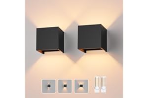 Klighten 2 PCS Aplique pared LED Con G9 LED Bombillas Reemplazables, Blanco Cálido 3000K Lampara de pared Interior/Exterior IP54 Ángulo ajustable Lámpara Pared Negro