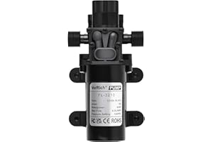 VerRich DC 12V Water Pump 100PSI 7 Bar Diaphragm Pump Built in Pressure Switch 4L/Min 1GPM 20mm G1/2" Connector for Water taps,Motorhome,Caravan