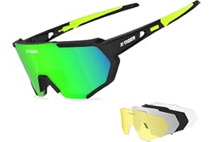X-TIGER Occhiali Da Ciclismo Con 5 Lenti intercambiabili, TR90 Occhiali Bici MTB per Ciclismo Corsa Pesca Guida
