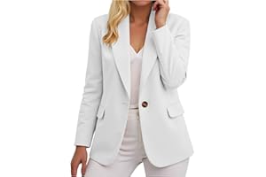 ECUNGWUA Blazer Femme Chic et Elegant Veste Manches Longues Classique Travail Blazers Décontracté Couleur Unie Tailleur Hauts Slim Fit Grande Taille Manteau