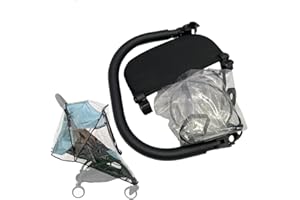BROGTORL Ensemble d'accessoires pour poussette bébé compatible avec les poussettes Babyzen YOYO2 et YOYO3,Barre de protection pour poussette bébé et planche d'extension de 15 cm et housse de pluie.