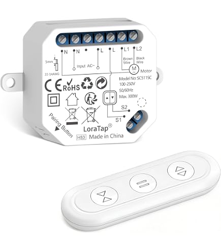 Funkfernbedienung für Rollläden, Kein WiFi Benötigt, Vorausgekoppelte Sender & Empfänger, Einfache Schnelle Installation, Starke Wanddurchdringung, Universal für Alte/Neuere Rollläden Baumarkt