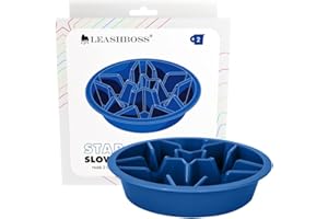 LEASH BOSS Leashboss Slow Feed Dog Bowl for Raised Pet Feeders - Maze Food Bowl Compatible with Elevated Diners (2 Cup - 7.5-8 Inch Feeder Holes, Blue)