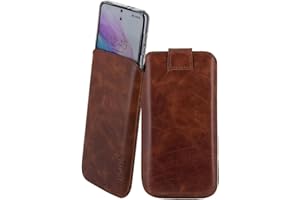 Suncase Leder Tasche kompatibel mit Samsung Galaxy S25 5G Hülle mit ZUSÄTZLICHER Case Handytasche (mit Rückzugsfunktion und Magnetverschluss) in Tabak braun