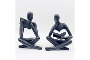 SIETIOJI 2 Pieces Home Decor Black Resin Statue Set for Home Decoration Living Room Office Bookshelf Table