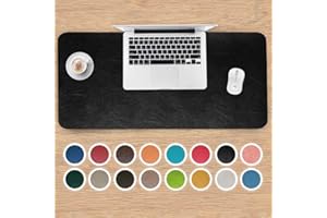 OGGETTANDO Tappetino scrivania grande, Tappetino scrivania in ecopelle, Tappetino scrivania ufficio e casa protezione scrivania, eco-pelle FACILE DA PULIRE, doubleface (Nero pelle, 120x60)