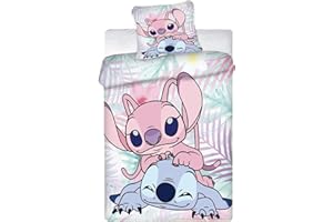 BAFAFA Parure de lit Stitch 90x190cm 1 Personne pour Enfants garçons Filles, Microfibre Impression 3D Stitch Housse de Couette et 1 taie d'oreiller 65x65cm