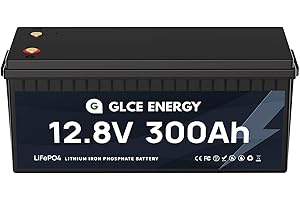 GLCE ENERGY Batería de 12 V 300 Ah LiFePO4, 4000 ~ 15000 Ciclos Profundos, Batería de Litio, 200 A BMS, 3840 Wh de energía, adecuada para sistemas solares domésticos y vehículos recreativos.