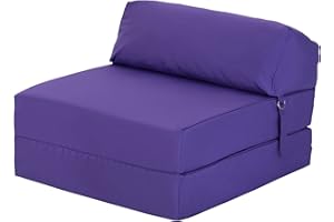 Ready Steady Bed Comoda Sedia Pieghevole Z-Fold | Divano Letto Futon Leggero 168x60cm | Resistente all'acqua Letto Pieghevole con Poggiatesta | Materasso Zbed dal Design Ergonomico (Viola)