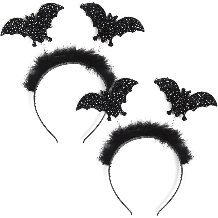 Lot De 5 Bandeaux Tête Halloween - Araignée, Chauve-souris, Sorcière, Cornes, Pour Déguisement