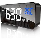 Digitaler Wecker,Tragbarer Spiegelwecker,USB Wiederaufladbarer Reisewecker,Schlummerfunktion,Doppelwecker,13 Klingeltöne,Temp