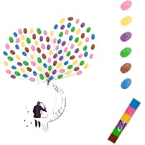 Livre D'or Mariage Empreintes Digitales - Toile 30x40cm Avec 6 Encres - Arbre D'amour DIY