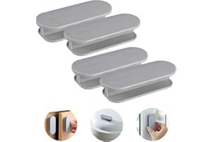 CiciIng Samoprzylepne uchwyty drzwiowe, 4 sztuki, uchwyty do szafy, do mebli, drzwi balkonowe, do użytku na zewnątrz, z tworzywa sztucznego, do okien, szklanych drzwi, szuflad, kolor szary