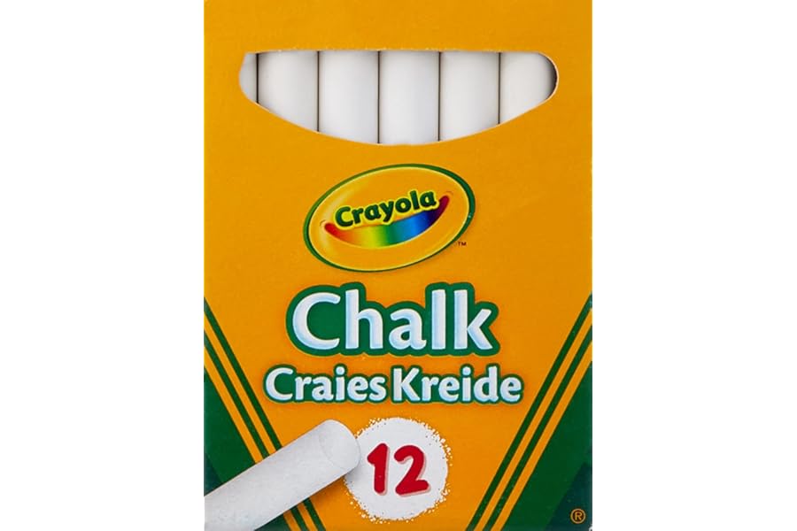 Crayola White Chalk 12ct, Anti-Dust Chalkboard Chalk Sticks, Back to School Classroom Supplies