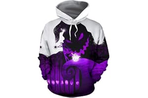QYIFIRST Unisexe Impression 3D Anime Pull à Capuche Sweatshirt Before Christmas Weihnachten Jack Halloween Lock Cosplay Costume avec Poches Blanc/Violet XXL (Chest 116cm)