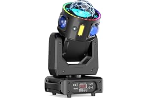 COOLIGHINE 150W Cabeza Movil LED Beam Luz de Discoteca 19CH/25CH RGBW Moving Head para Club, Fiesta, Cumpleaños, Bodas Iluminación