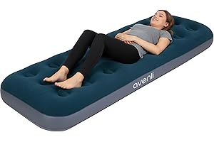 ‎AVENLI AVENLI Luftmatratze Luftbett Camping mit eingebauter Fußpumpe für 1 Person 191x73x22cm aufblasbare Matratze Gästebett weiche Liegefläche mit beflockter Oberfläche Reise-Bett für Camping & Zuhause