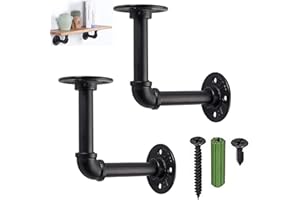 HOMGEN Lot de 2 supports d'étagère en tube de plomberie industrielle pour étagère d'échafaudage (13 x 13 cm)