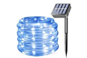 EHOFUN 100LED Rope Lights Outdoor,KINGCOO Waterproof 39FT 8Mode Solar Powered 8Mode Tube Strip Light Copper Wire Fairy String Lights for Garden Yard Party Wedding Christmas Decoration(Blue)