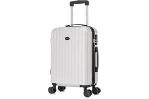 Aerostar 20” Lightweight Small Hard Suitcase Cabin Hand Luggage 4 Spinner Wheels Carry On 55x35x20 | Accepted on All Airlines easyjet, RyanAir, British Airways, Emirates & More (Silver, 35 Litre)